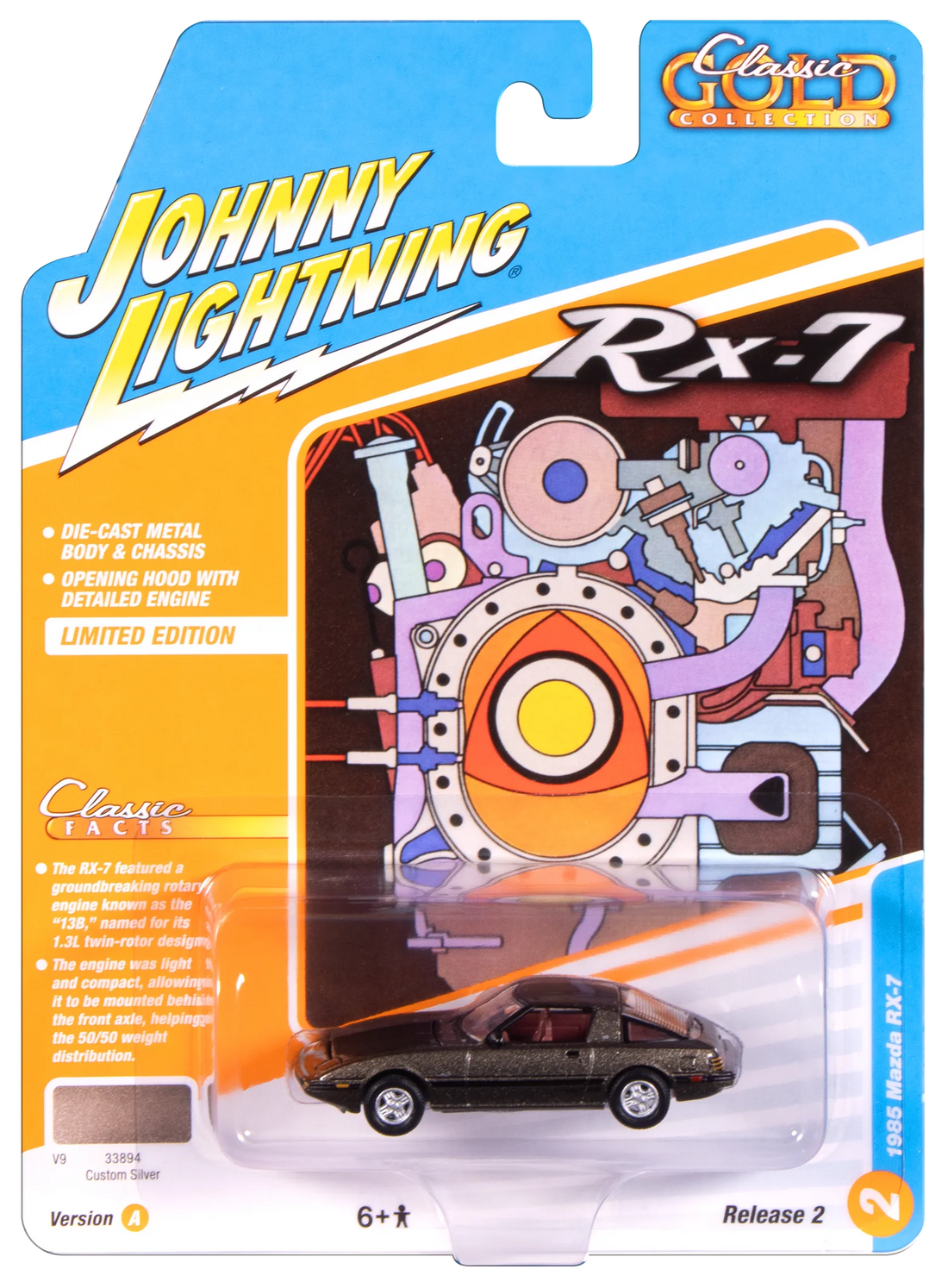 Johnny Lightning-1985 Mazda RX-7 (V9 Metallic Silver) JLCG037-2