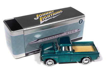 Johnny Lightning-1955 Chevy Cameo Pickup (Teal Pale Gold) JLCT018-4