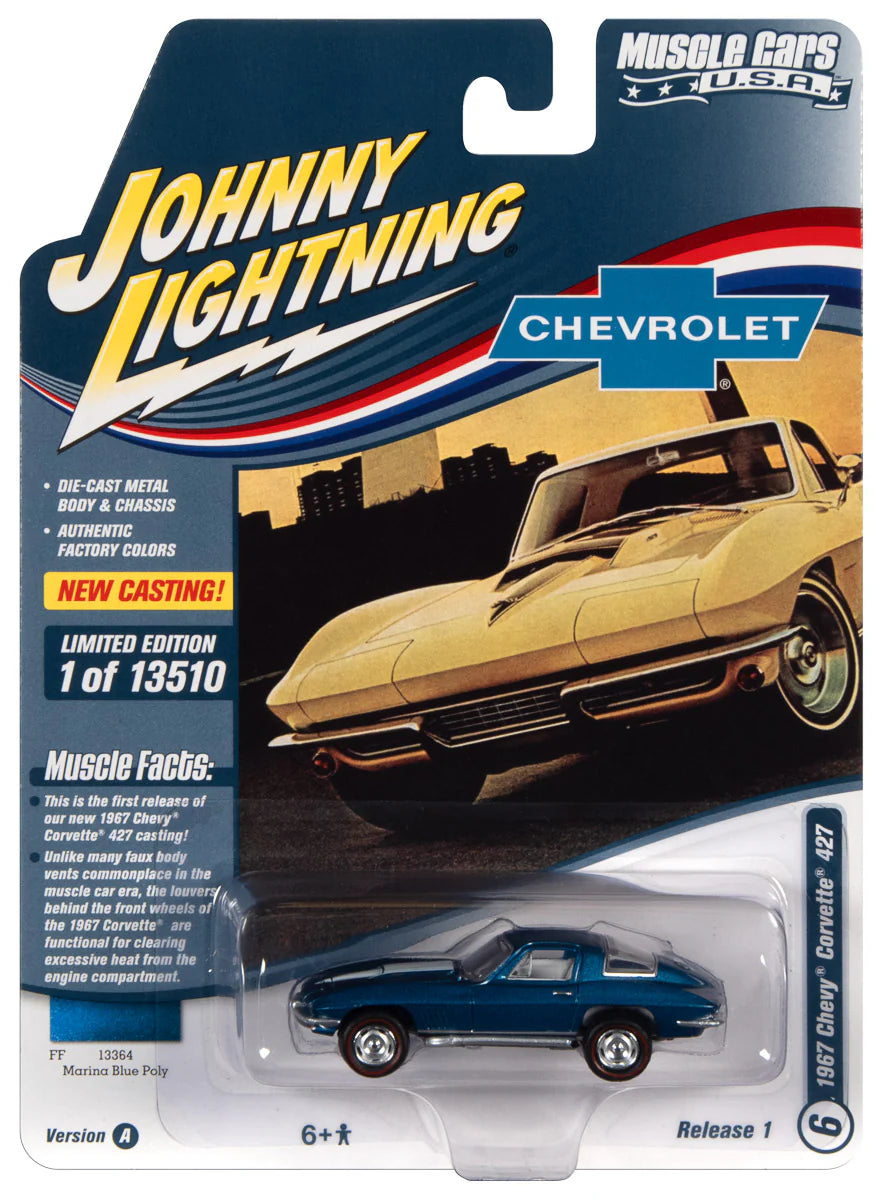 1967 Chevrolet Corvette (Marina Blue w/White Stinger Hood Stripe)