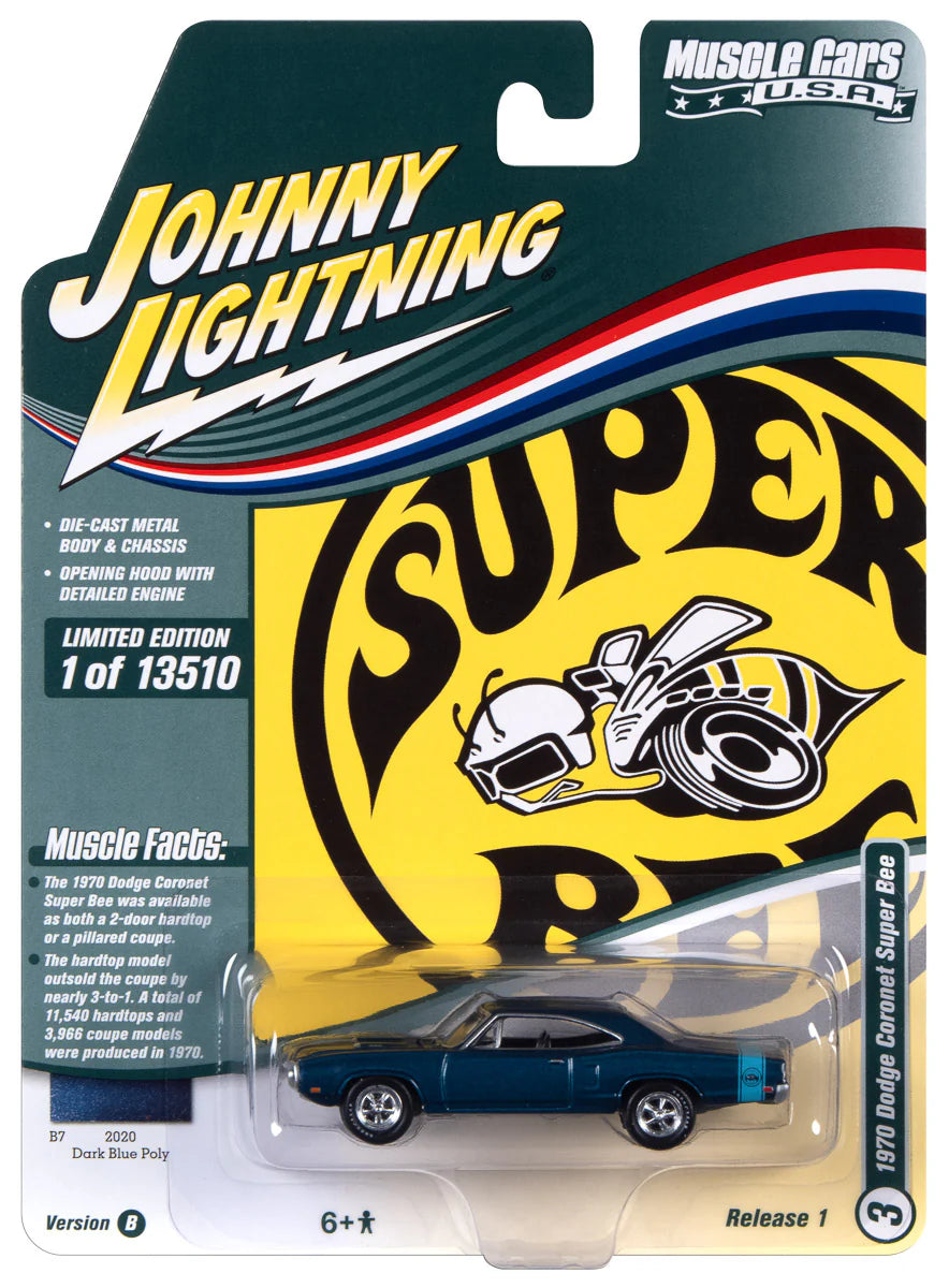 1970 Dodge Super Bee (B7 Dark Blue Poly w/Rear Light Blue Bee Stripe)