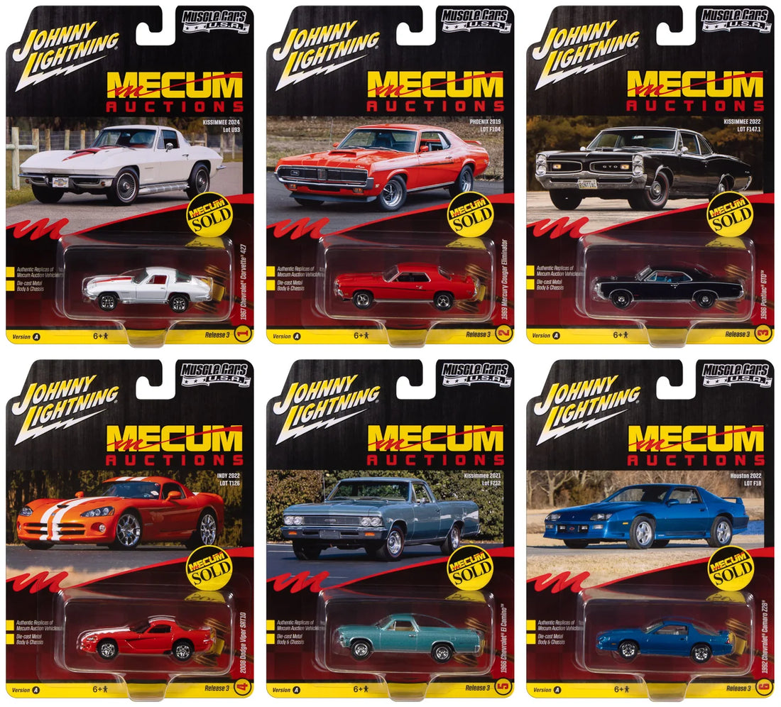 Johnny Lightning 1:64 Muscle Cars 2025 Release 3A – Set of 6 – Mecum Auctions – JLMC035-3A