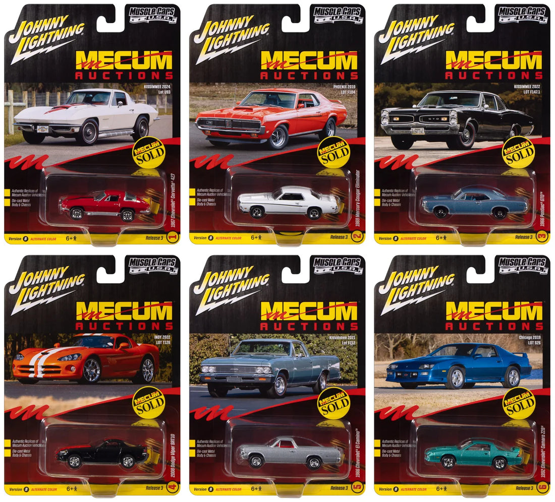 Johnny Lightning 1:64 Muscle Cars USA 2025 Release 3B – 6-Car Set – Mecum Auctions – JLMC035-3B
