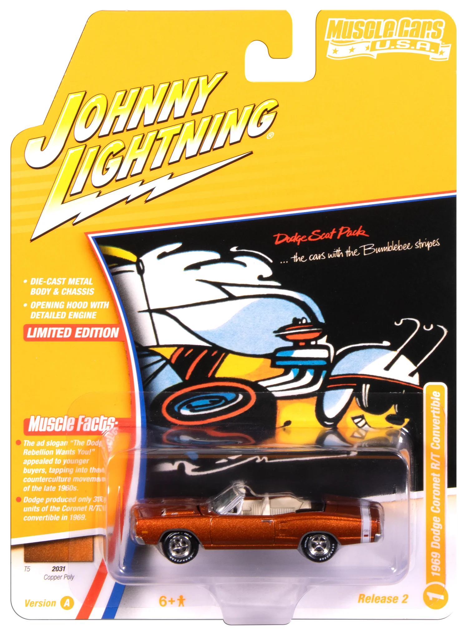 Johnny Lightning-1969 Dodge Coronet R/T Convertible in T5 Copper (JLMC038-5)