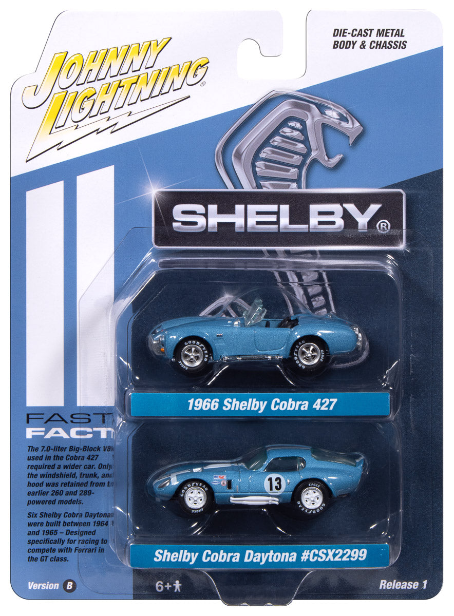 1966 Shelby Cobra 427 &amp; Shelby Cobra Daytona CSX2299 – Johnny Lightning Twin Pack 1:64 – JLPK024SHELBYB