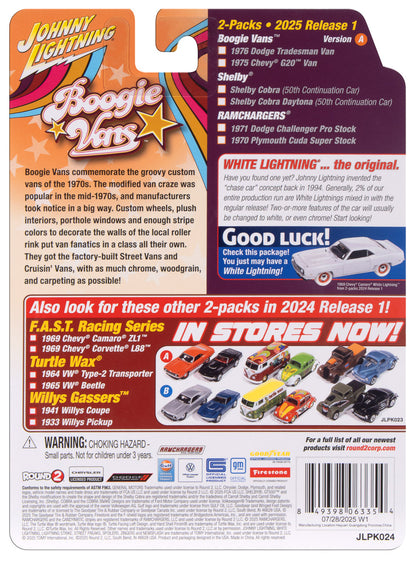 1976 Dodge Tradesman &amp; 1975 Chevy G20 Boogie Vans – Johnny Lightning 1:64 JLPK024VANSA