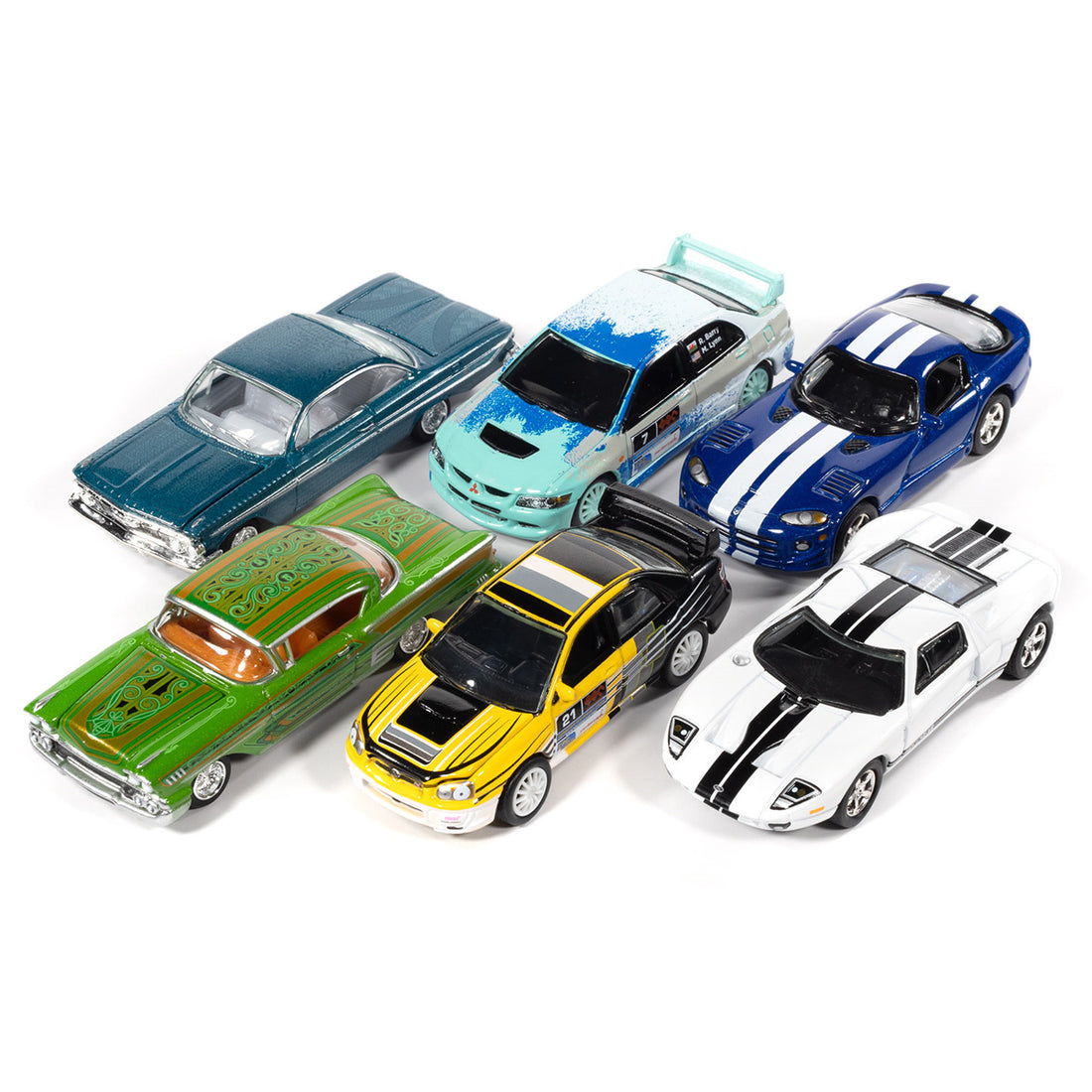 Johnny Lightning 1:64 Twin Pack 2026 Release 1 Version A – Ensemble de 3 Blisters / 6 Voitures – JLPK025-1A