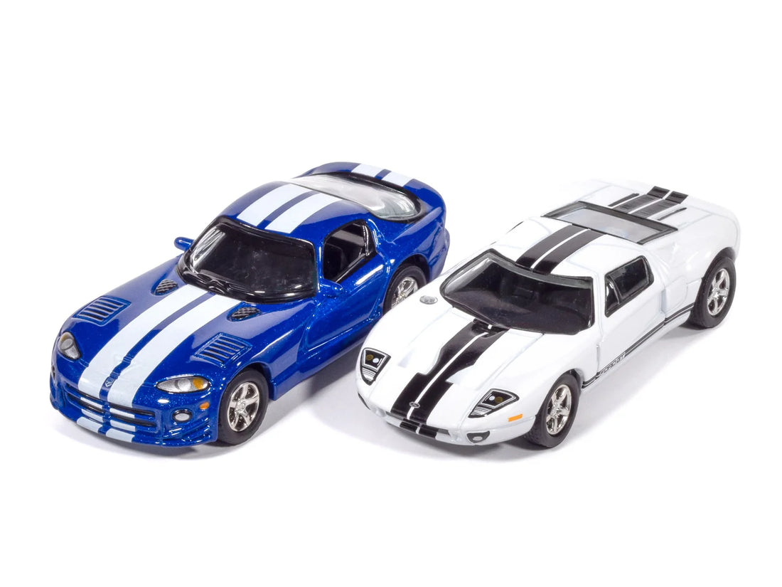Johnny Lightning 1:64 CSR Racing Twin Pack – 1996 Dodge Viper GTS &amp; 2005 Ford GT – JLPK025-1A-1