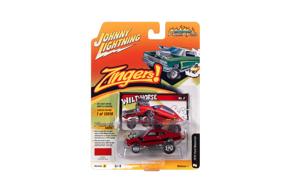 1972 Ford Maverick Bright Red avec bande noire - Zinger - Johnny Lightning 1:64 - JLSF023-1A-2