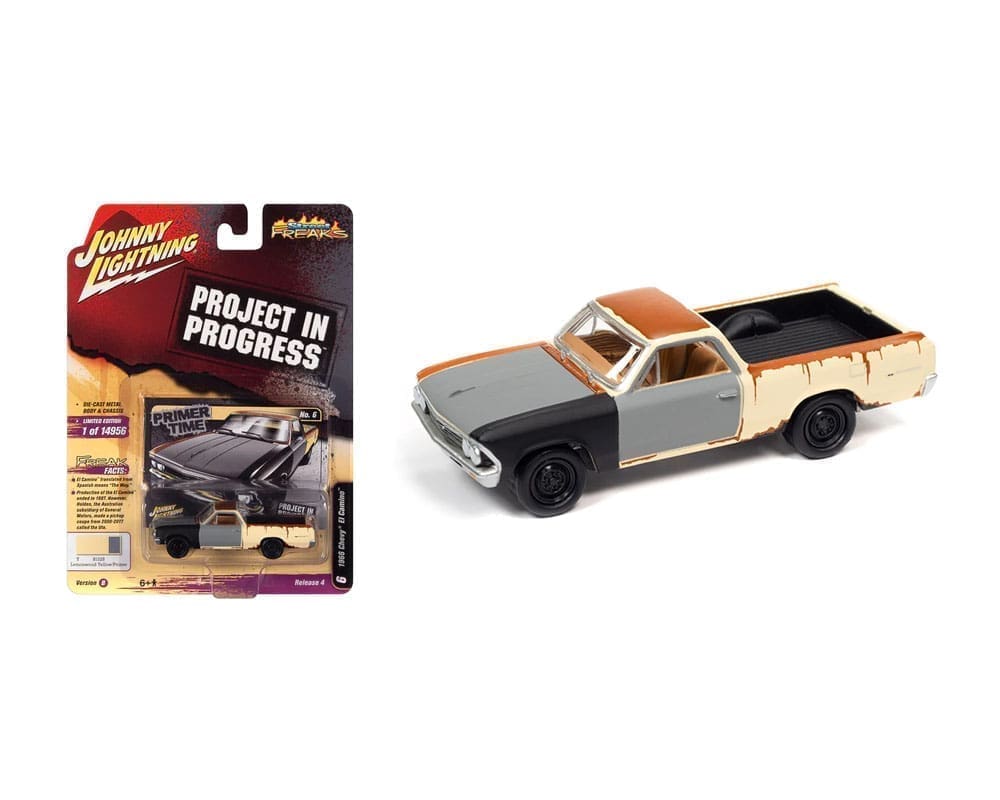 1966 Chevrolet El Camino Lemonwood Yellow Gloss with Primer and Rust - Project in Progress - Johnny Lightning 1:64 - JLSF022-4B-6