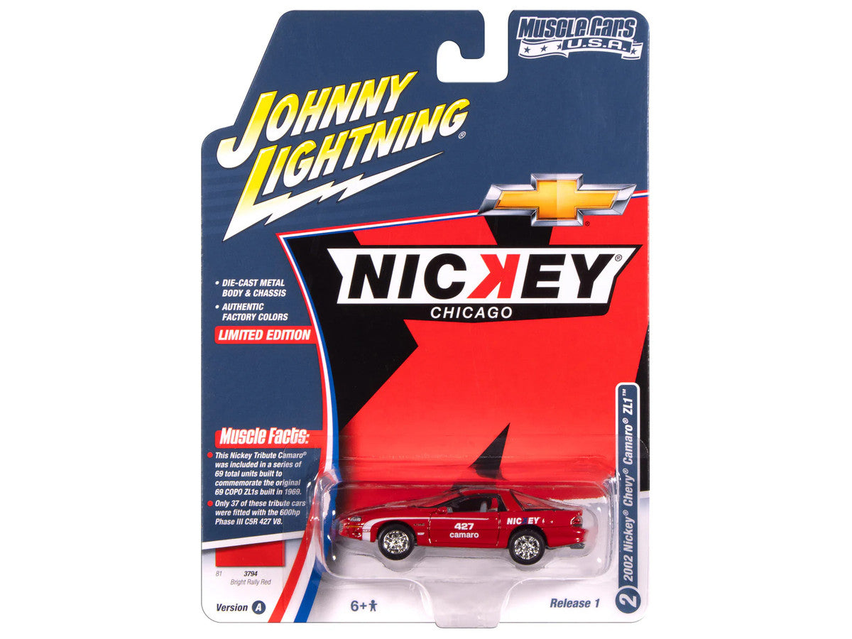 Johnny Lightning-Nickey 2002 Chevrolet Camaro ZL1 in (Red-White Stripes) JLSP382A