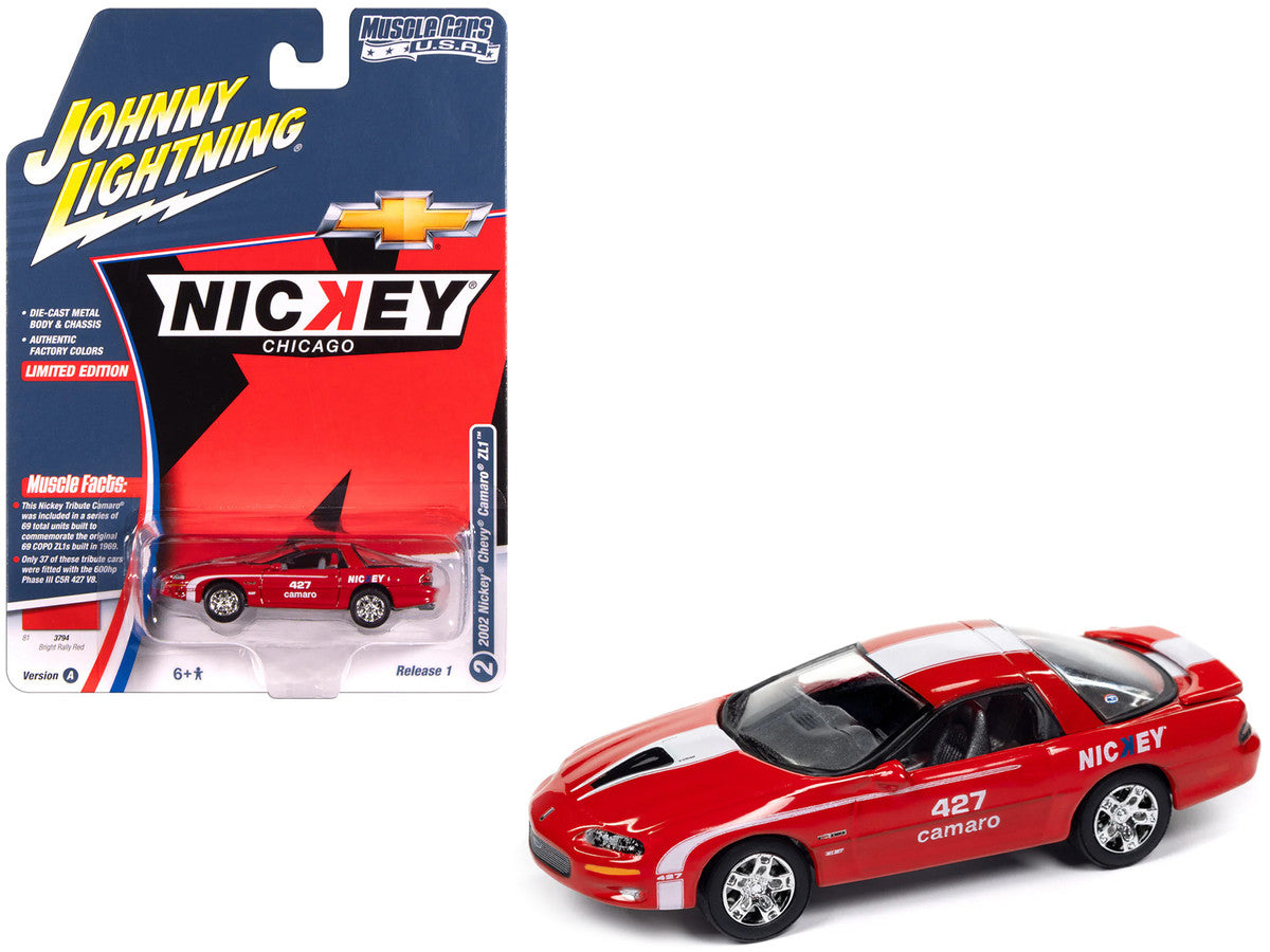 Johnny Lightning-Nickey 2002 Chevrolet Camaro ZL1 in (Red-White Stripes) JLSP382A