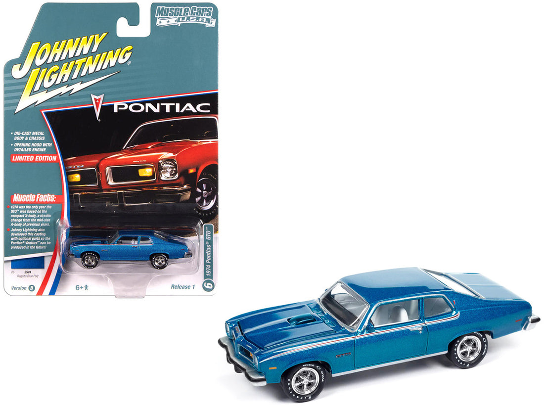Johnny Lightning-1974 Pontiac GTO (Blue Metallic) JLSP386B
