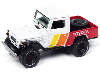 1980 Toyota Land Cruiser Pickup Truck White and Open Car Trailer  "Tow &amp; Go" Series