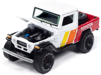 1980 Toyota Land Cruiser Pickup Truck White and Open Car Trailer  "Tow &amp; Go" Series