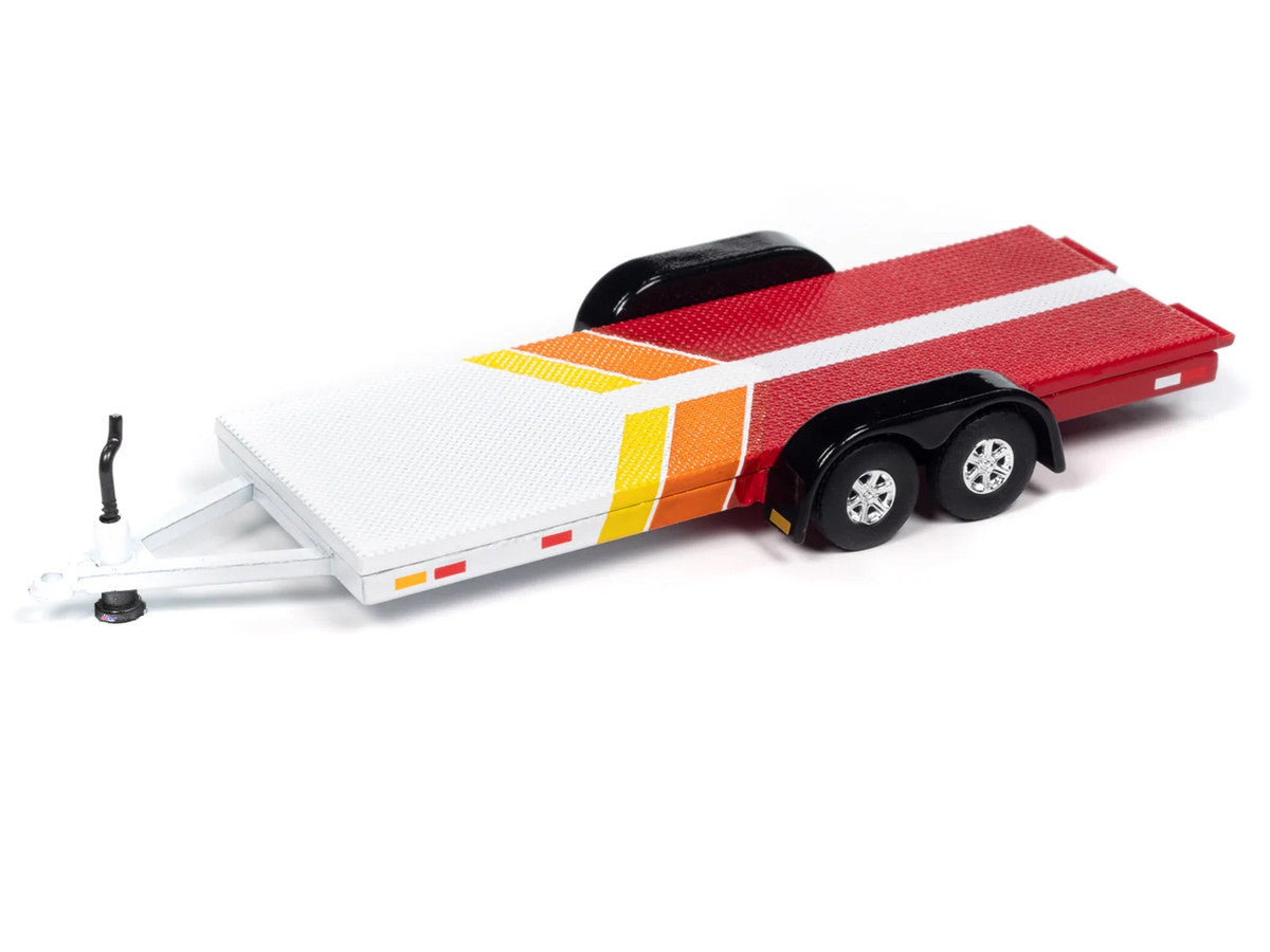 1980 Toyota Land Cruiser Pickup Truck White and Open Car Trailer  "Tow &amp; Go" Series