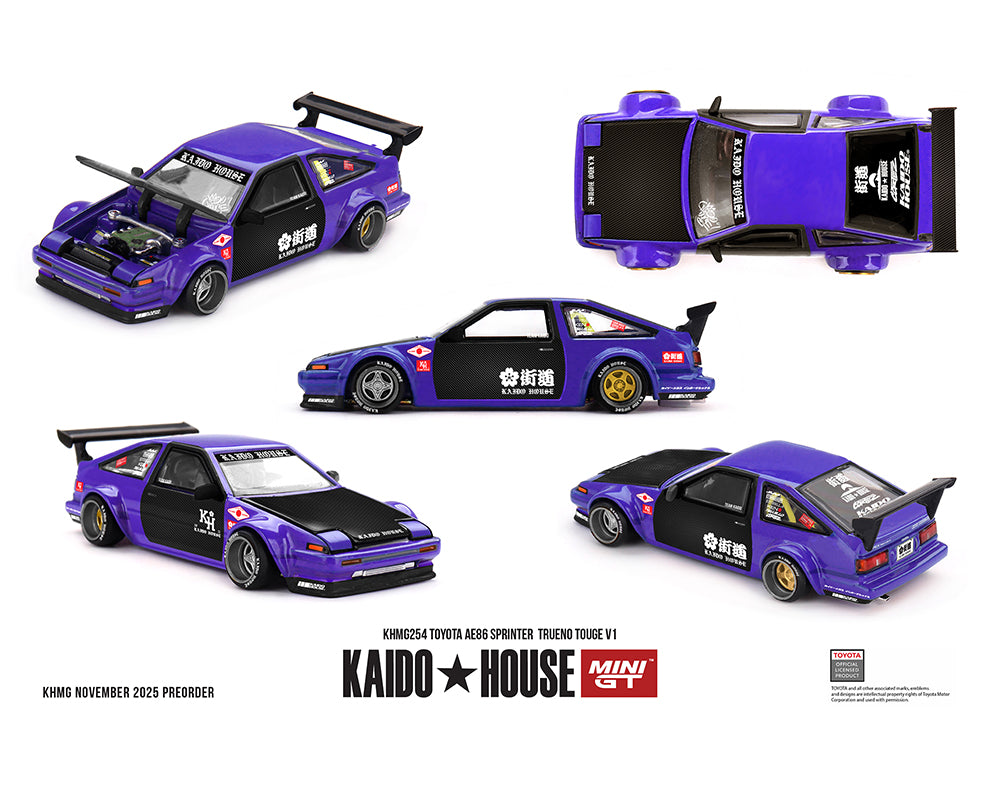 (PRE-ORDER 2026) Kaido House x Mini GT Toyota AE86 Sprinter Trueno TOUGE V1- Blue KHMG254