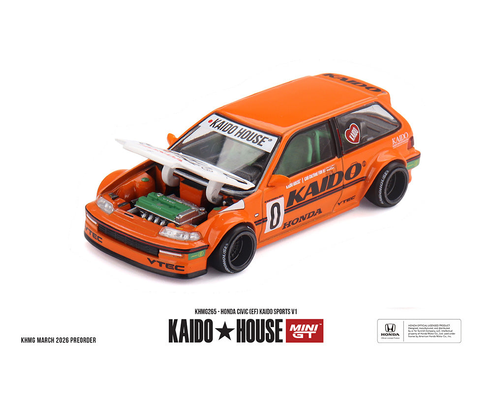 (PRE-ORDER 2026) Kaido House x Mini GT-Honda Civic (EF) Kaido Sports V1 – Orange  (KHMG265)