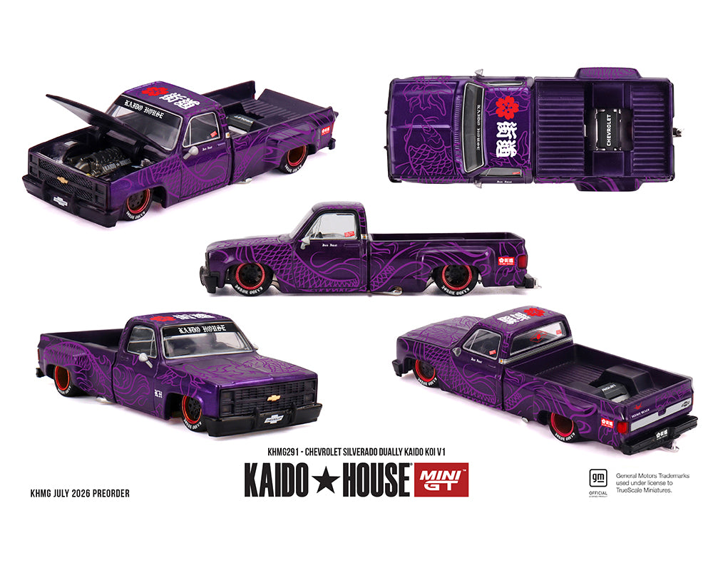(PRE-ORDER 2026) Chevrolet Silverado Dually KAIDO Koi V1 – Kaido House x Mini GT 1:64 KHMG291