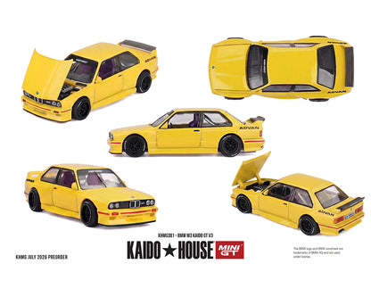 (PRE-ORDER 2026) BMW M3 Kaido GT V3 ADVAN jaune – Kaido House x Mini GT 1:64 KHMG301