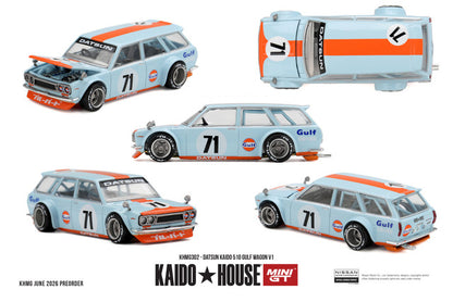 (PRE-ORDER 2026) Kaido House x Mini GT 1:64- Datsun KAIDO 510 GULF Wagon V1  (KHMG302)