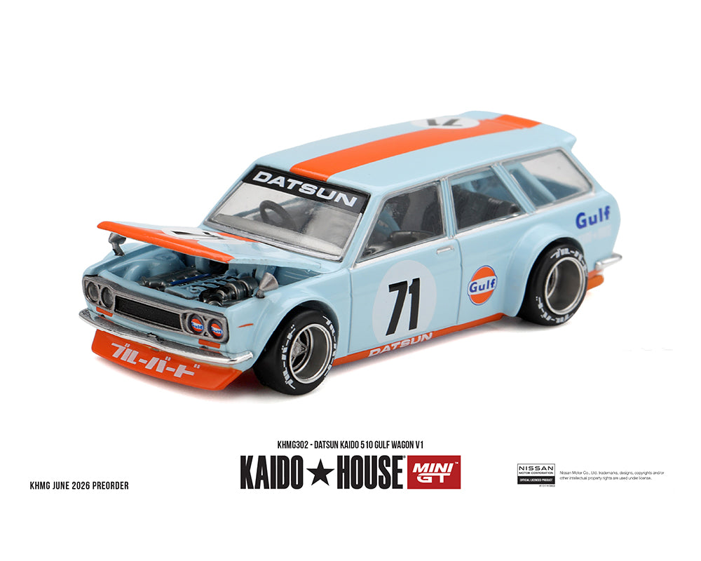 (PRE-ORDER 2026) Kaido House x Mini GT 1:64- Datsun KAIDO 510 GULF Wagon V1  (KHMG302)