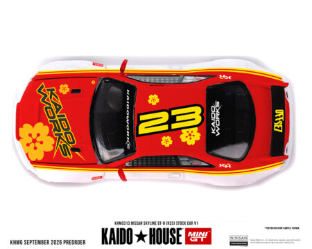 (PRE-ORDER 2027) Kaido House x Mini GT Nissan Skyline GT-R (R33) Kaido Stock Car V1 – Blanc / Rouge deux tons 1:64 KHMG313