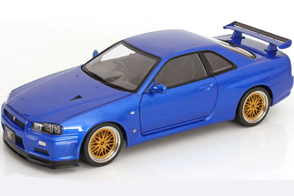 KK-Scale 1:12 Nissan Skyline GT-R (R34) V-Spec II 2001 – Jantes BBS Or – Bleu Bayside – KKDC120211-2