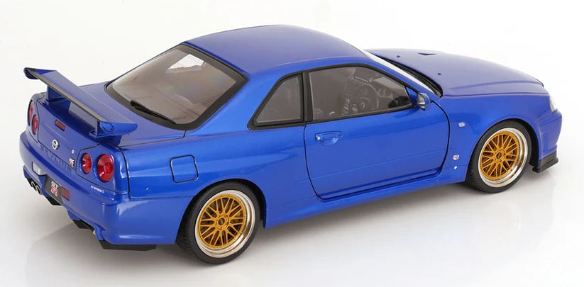 KK-Scale 1:12 Nissan Skyline GT-R (R34) V-Spec II 2001 – Jantes BBS Or – Bleu Bayside – KKDC120211-2