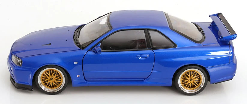 KK-Scale 1:12 Nissan Skyline GT-R (R34) V-Spec II 2001 – Jantes BBS Or – Bleu Bayside – KKDC120211-2