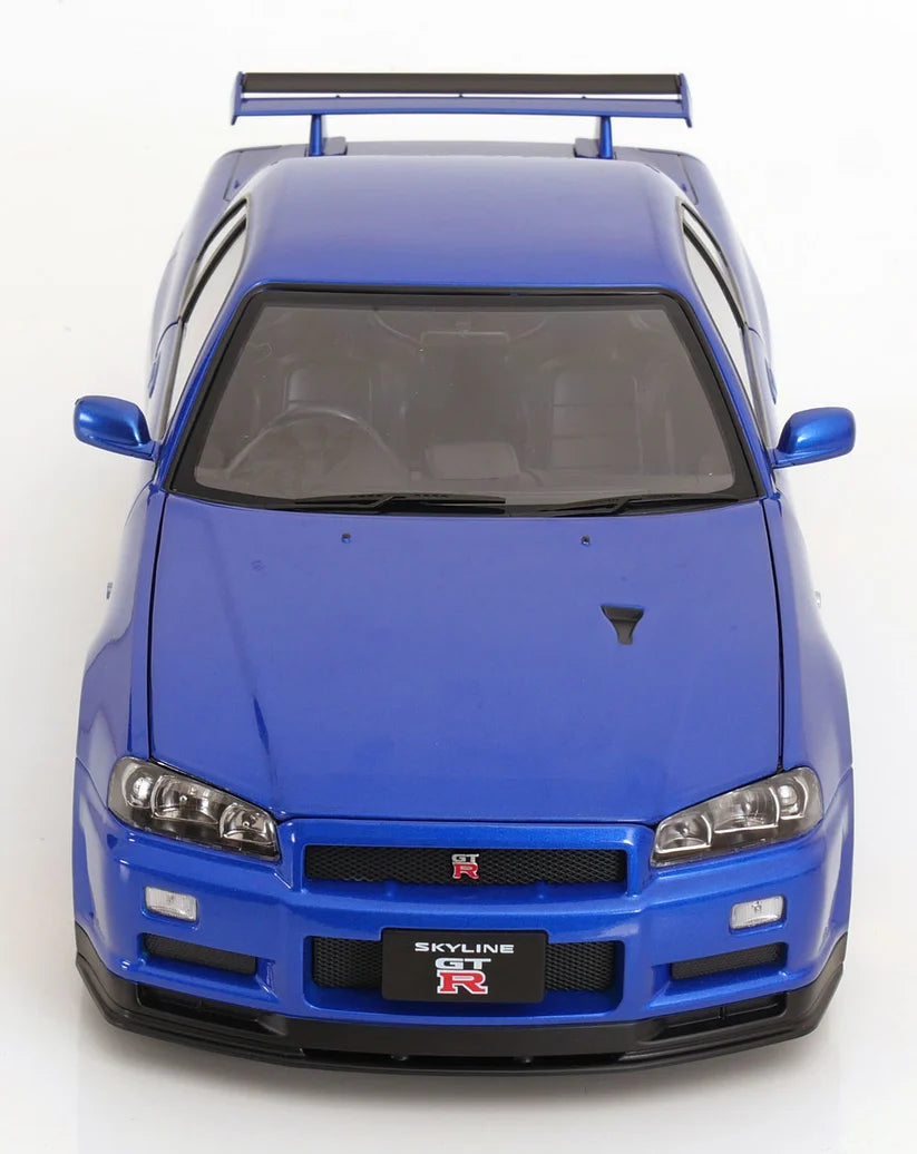 KK-Scale 1:12 Nissan Skyline GT-R (R34) V-Spec II 2001 – Jantes BBS Or – Bleu Bayside – KKDC120211-2