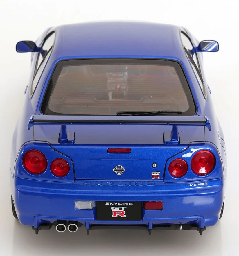 KK-Scale 1:12 Nissan Skyline GT-R (R34) V-Spec II 2001 – Jantes BBS Or – Bleu Bayside – KKDC120211-2