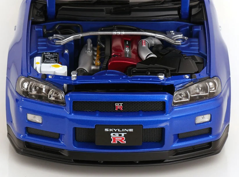 KK-Scale 1:12 Nissan Skyline GT-R (R34) V-Spec II 2001 – Jantes BBS Or – Bleu Bayside – KKDC120211-2