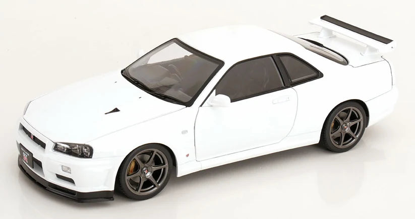 FRENCH TITLE KK Scale Nissan Skyline GT-R R34 V-Spec II 2001 Blanc 1:12 – KKDC120213-1