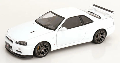 FRENCH TITLE KK Scale Nissan Skyline GT-R R34 V-Spec II 2001 Blanc 1:12 – KKDC120213-1