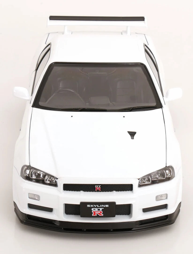 FRENCH TITLE KK Scale Nissan Skyline GT-R R34 V-Spec II 2001 Blanc 1:12 – KKDC120213-1