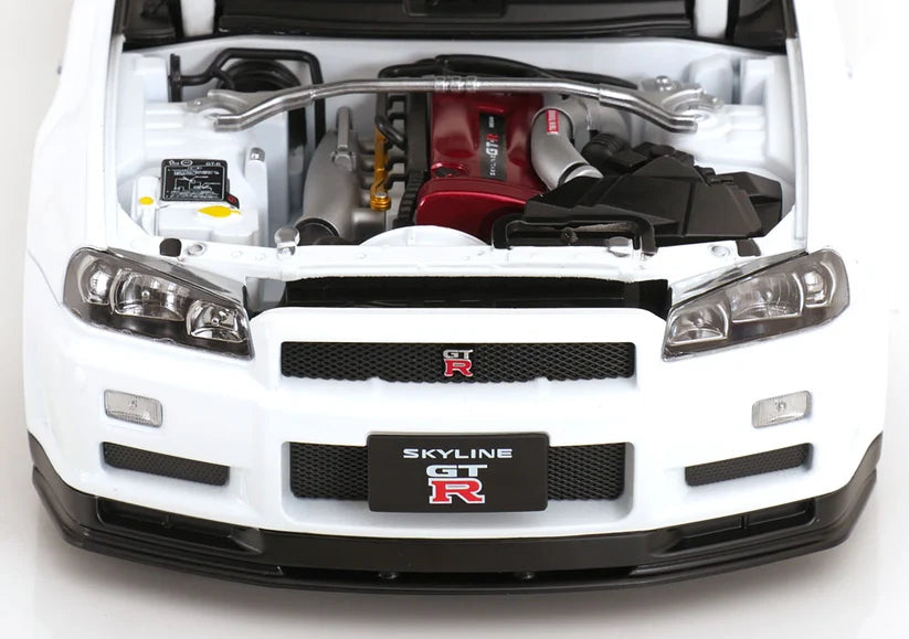 FRENCH TITLE KK Scale Nissan Skyline GT-R R34 V-Spec II 2001 Blanc 1:12 – KKDC120213-1