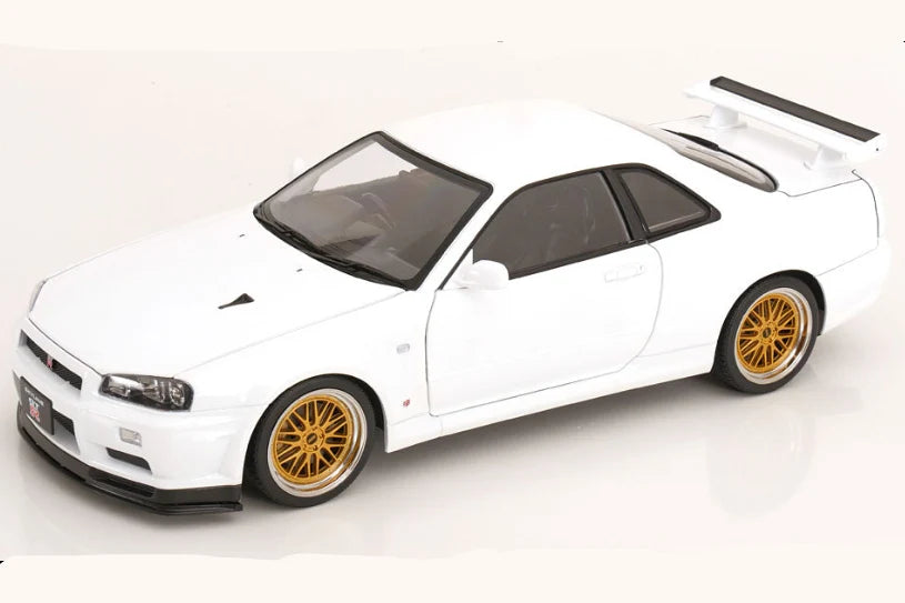 KK-Scale 1:12 Nissan Skyline GT-R (R34) V-Spec II 2001 – Jantes BBS Dorées – Blanc – KKDC120213-2