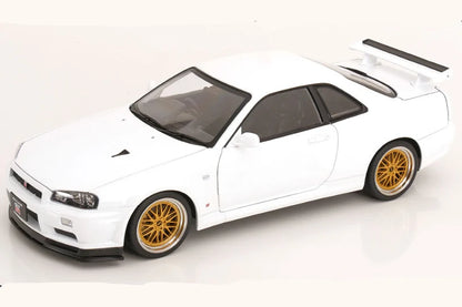 KK-Scale 1:12 Nissan Skyline GT-R (R34) V-Spec II 2001 – Jantes BBS Dorées – Blanc – KKDC120213-2