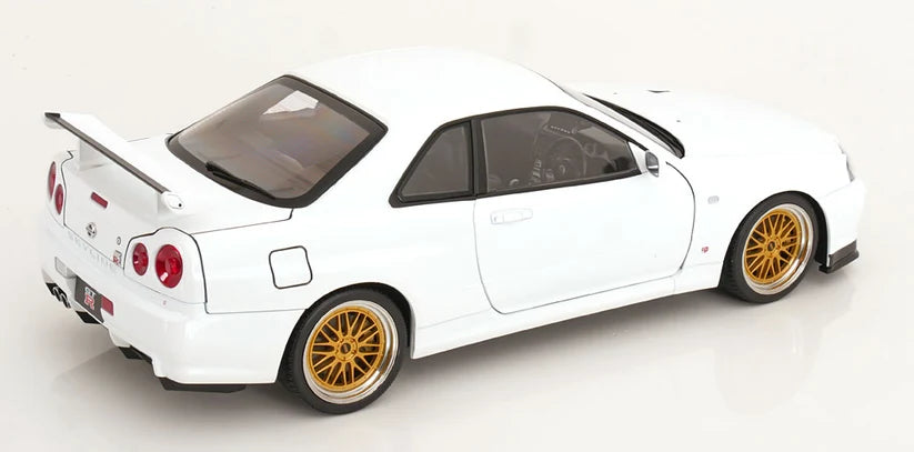 KK-Scale 1:12 Nissan Skyline GT-R (R34) V-Spec II 2001 – Jantes BBS Dorées – Blanc – KKDC120213-2