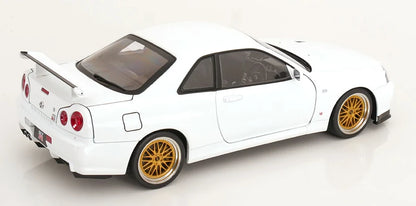 KK-Scale 1:12 Nissan Skyline GT-R (R34) V-Spec II 2001 – Jantes BBS Dorées – Blanc – KKDC120213-2