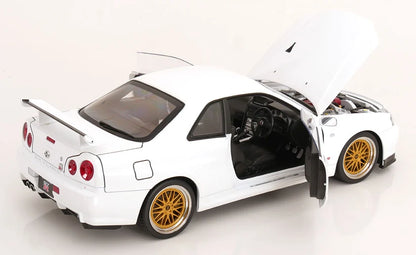 KK-Scale 1:12 Nissan Skyline GT-R (R34) V-Spec II 2001 – Jantes BBS Dorées – Blanc – KKDC120213-2