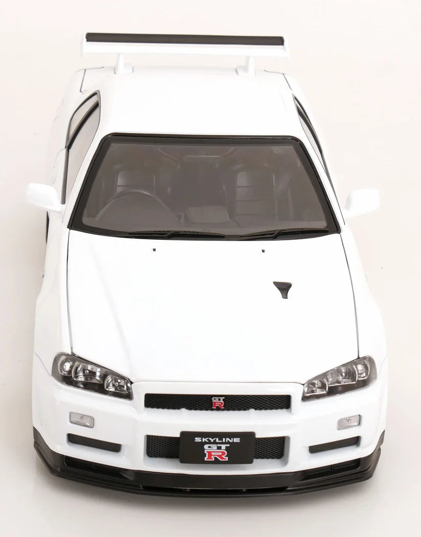 KK-Scale 1:12 Nissan Skyline GT-R (R34) V-Spec II 2001 – Jantes BBS Dorées – Blanc – KKDC120213-2