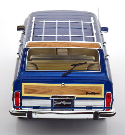 1989 Jeep Grand Wagoneer, (blue metallic with classic wood paneling)