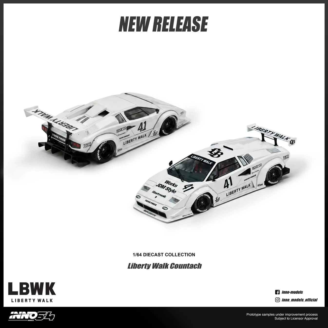 (PRE-ORDER 2026) Lamborghini Countach Liberty Walk INNO64 1:64 IN64-LBCOUNTACH-01