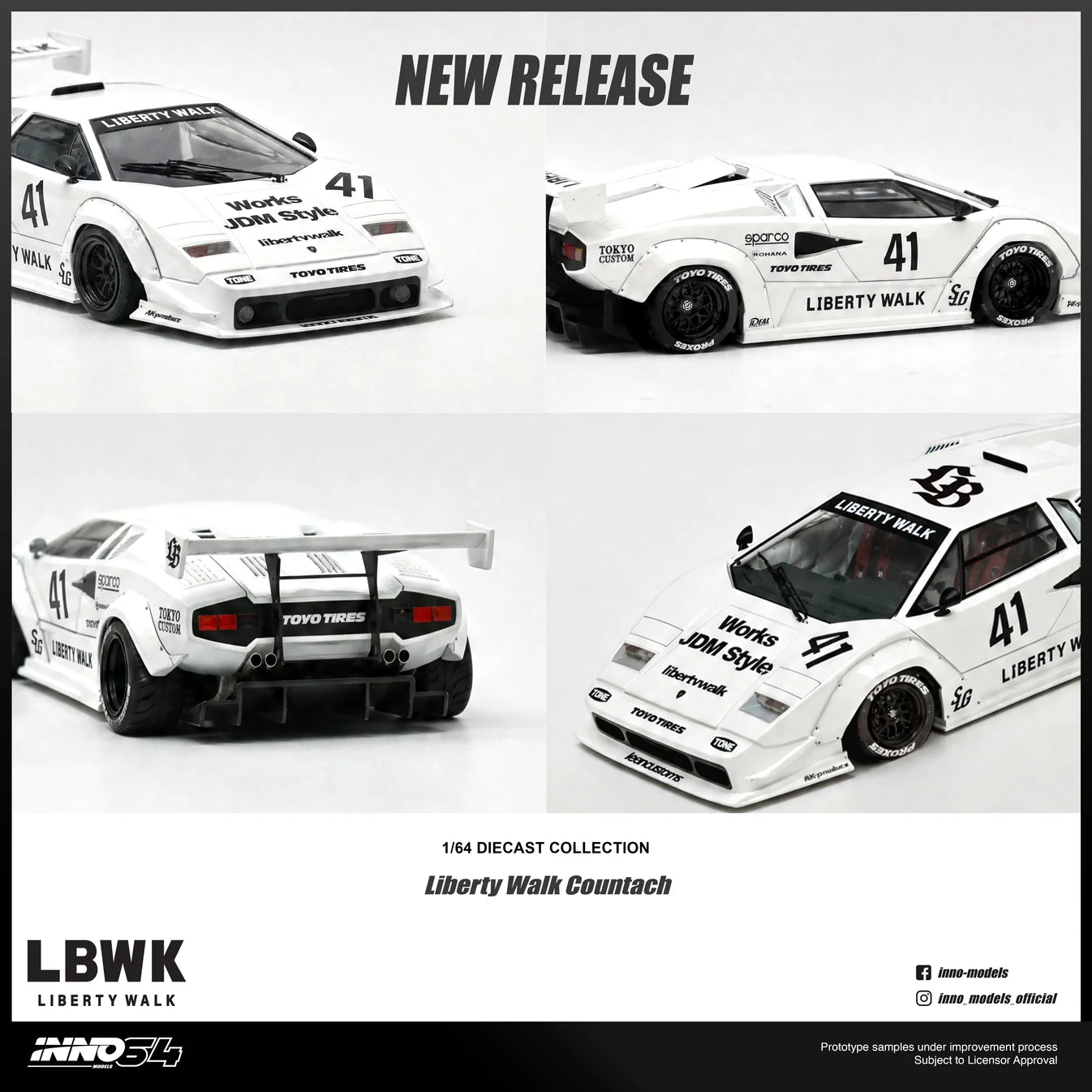 (PRE-ORDER 2026) Lamborghini Countach Liberty Walk INNO64 1:64 IN64-LBCOUNTACH-01