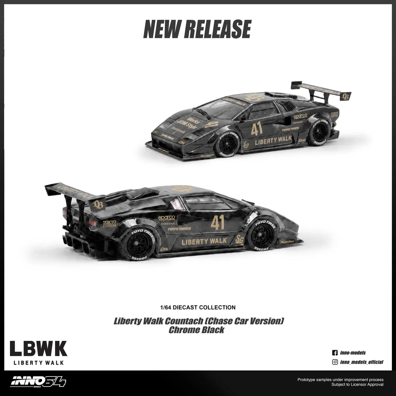 (PRE-ORDER 2026) Lamborghini Countach Liberty Walk INNO64 1:64 IN64-LBCOUNTACH-01