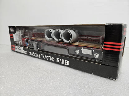 Peterbuilt 379 Flattop with 3 (72) Drain Pipe Load on Wilson Flatbed 1:64