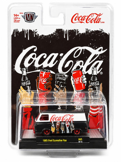 CHASE CAR – M2 Machines 1:64 Coca-Cola 1965 Ford Econoline Van – Black – Red Chrome Wheels – 52500-A65-B-CHASE
