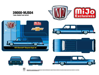 1973 Chevrolet Cheyenne Super 30 Dually with Camper Shell - Blue (M2 Machines 39000-MJS04)