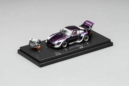 Motorhelix 1:64 RWB 993 Army Girl Metallic Purple with Magnetic Air-Cooled Engine – M62205
